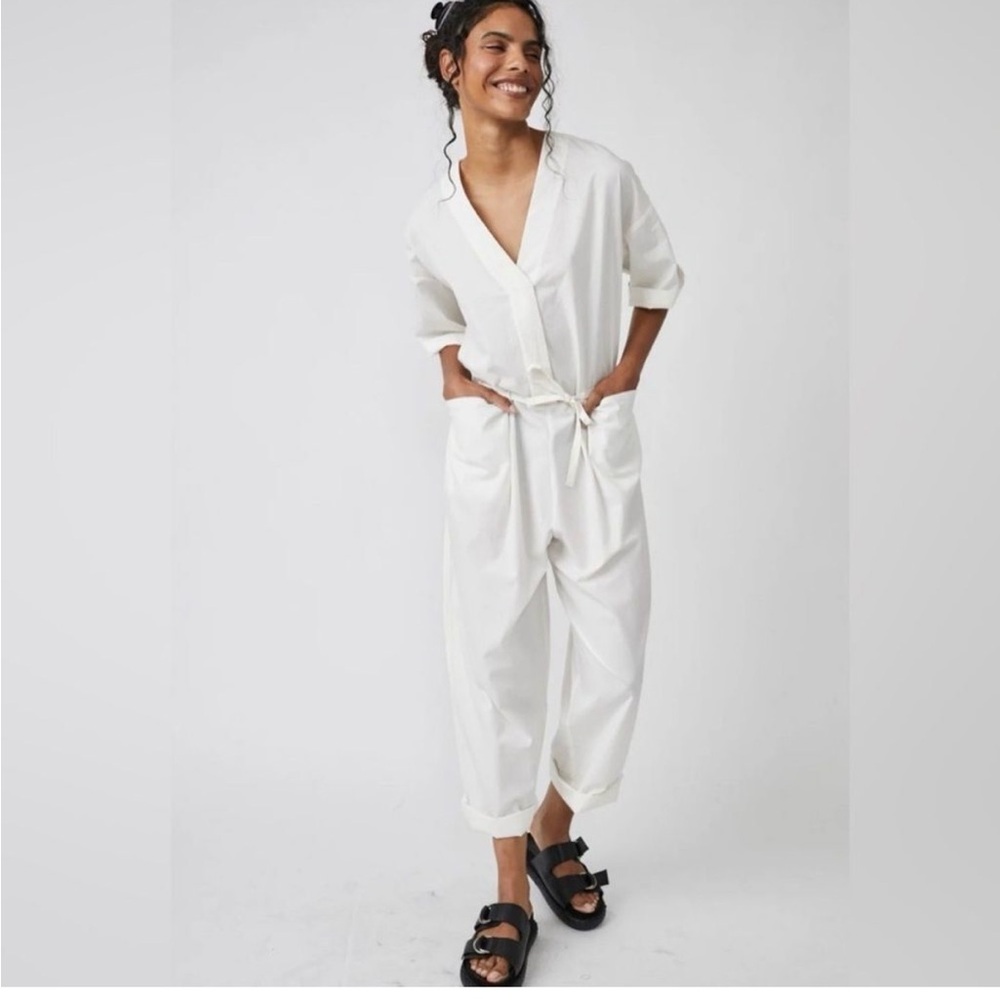 Free People Feels So Right One Piece Jumpsuit White Small